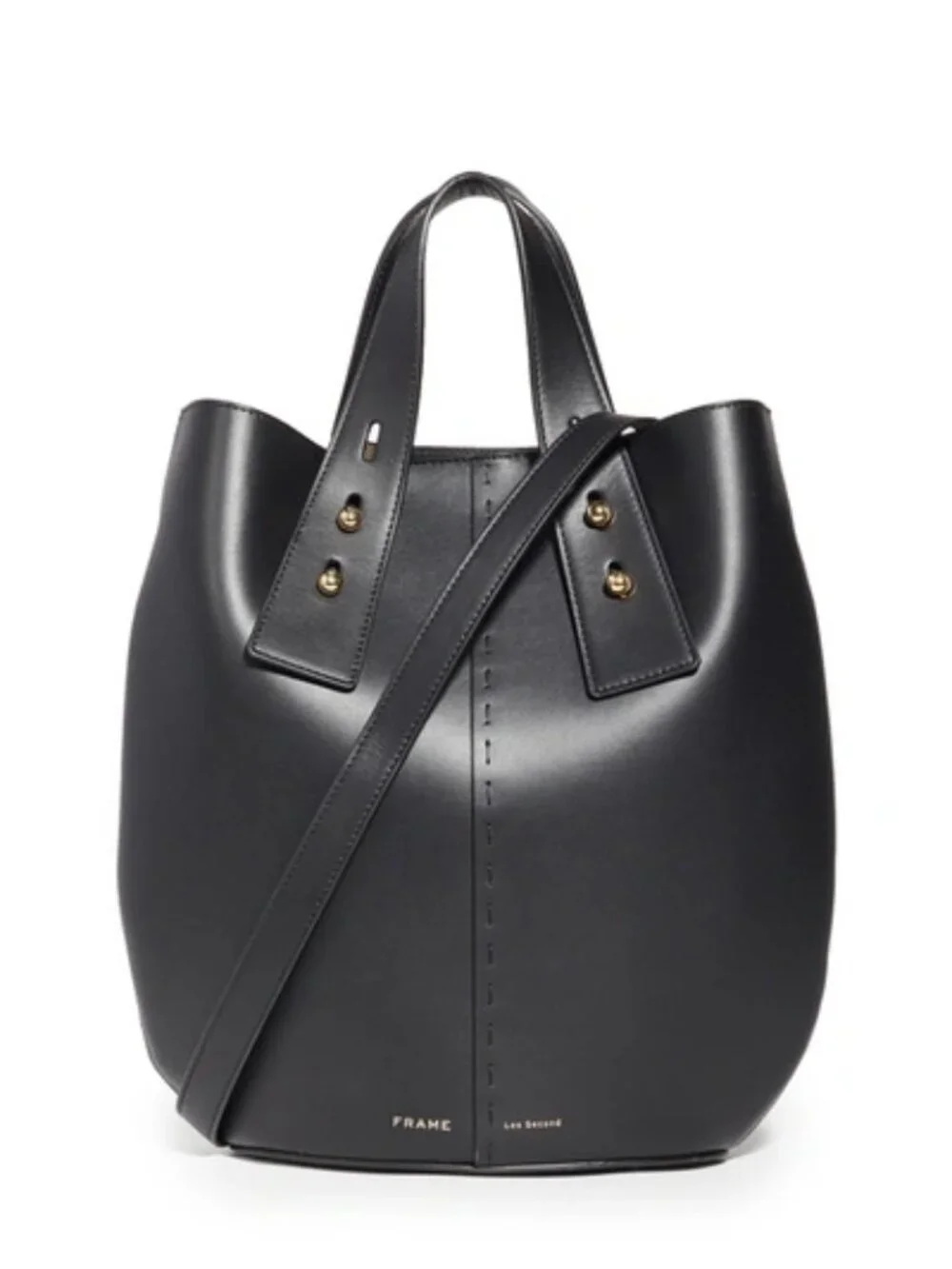 Frame Black Les Second Leather Bucket Medium Vase Tote Bag